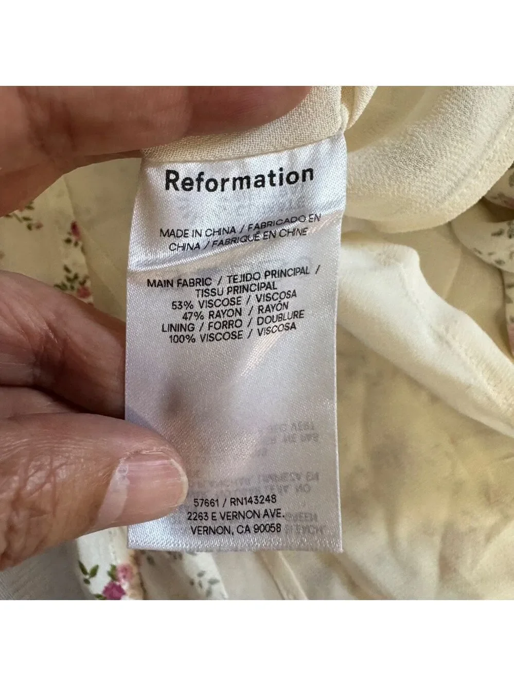Reformation Ladonna Ivory Floral Midi Dress size 8 - Picture 14 of 14